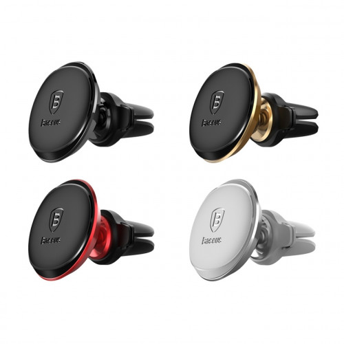 Магнитный держатель Baseus Magnetic Air Vent Car Mount Holder with cable clip Gold/золотой SUGX-A0V